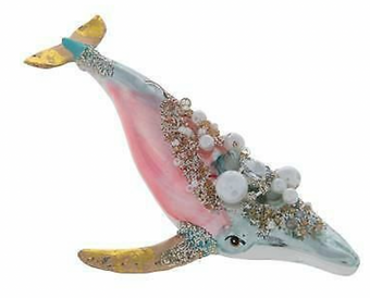 Robert Stanley 2021 Glitzy Whale Glass Christmas Ornament New with Tag