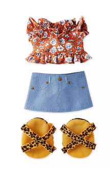 Disney NuiMOs Outfit Ruffled Shirt Mini Skirt and Leopard Print Sandals New Card