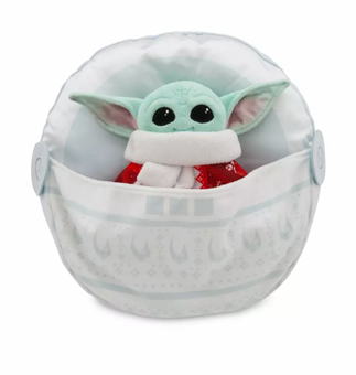 Disney Star Wars Mandalorian The Child Grogu Holiday Plush in Hover Pram New