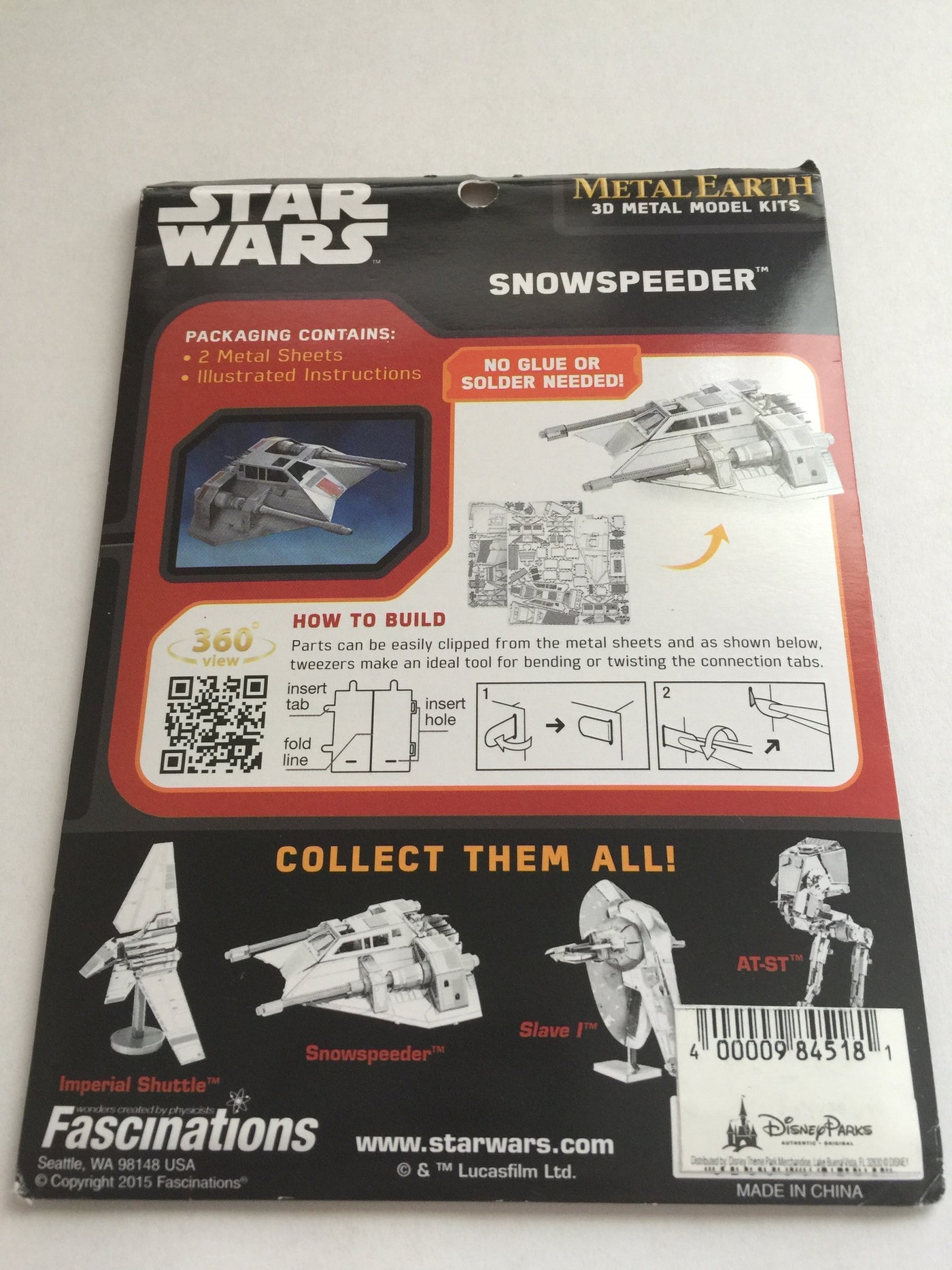 Disney Parks Star Wars Snowspeeder Metal Model Kit 3D New with Card