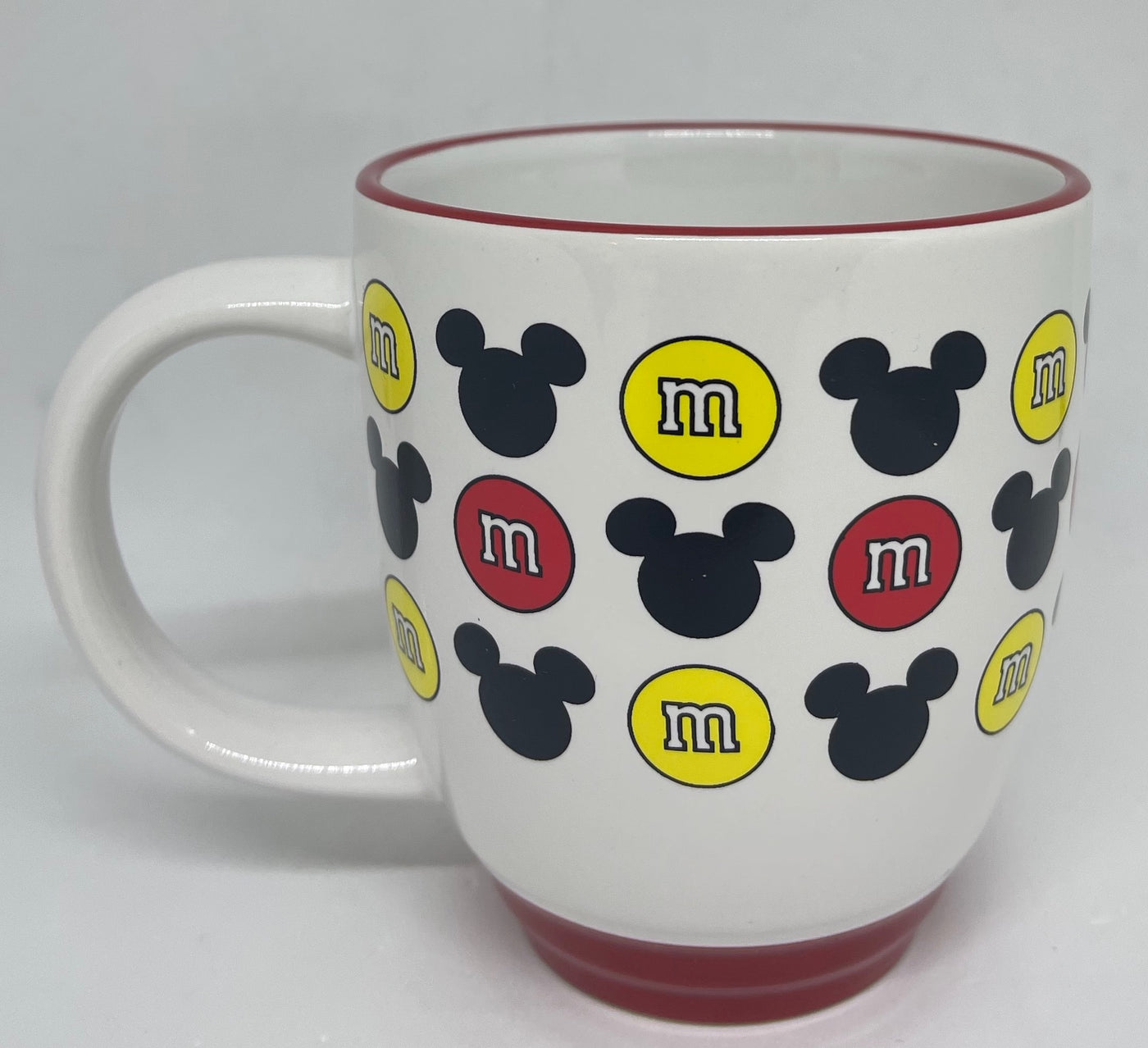 Disney Springs M&M's World Red and Yellow Mickey Icons Coffee Mug New