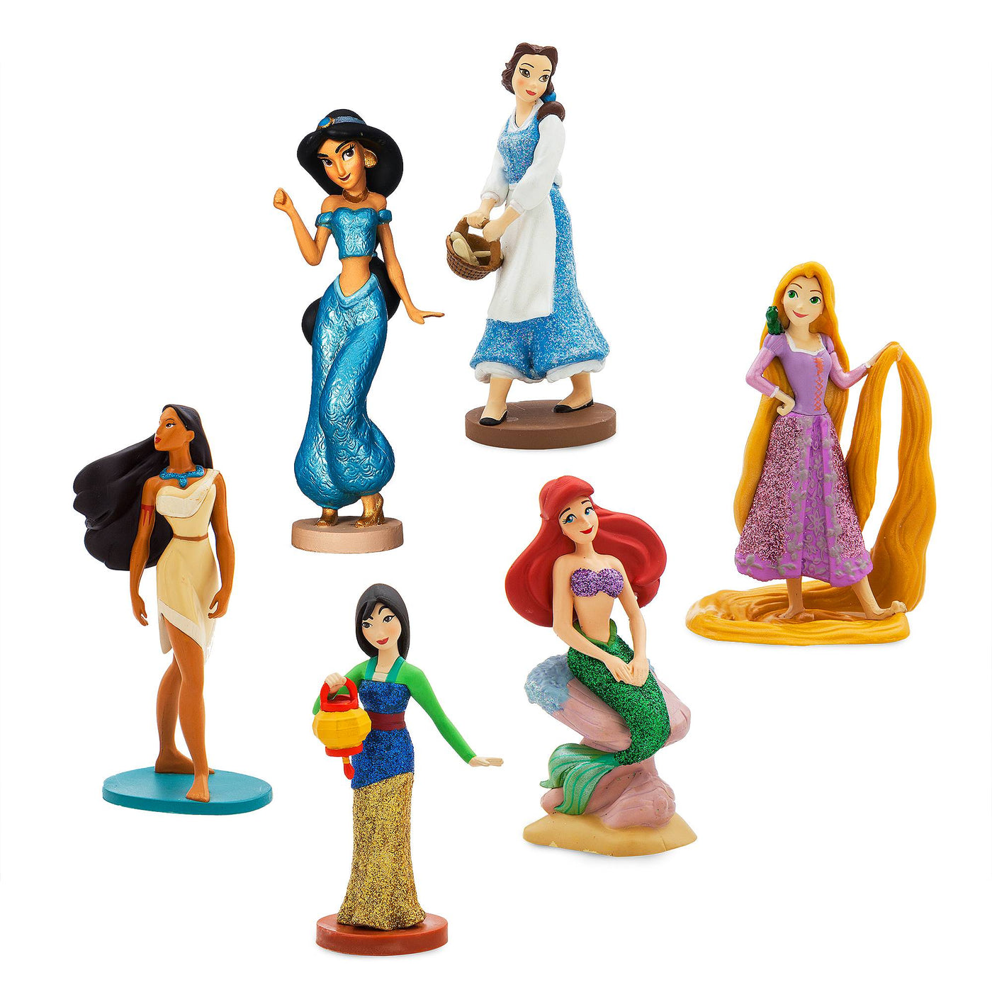 Disney Store Glitter Princess Figure Play Set 6pcs New with Box