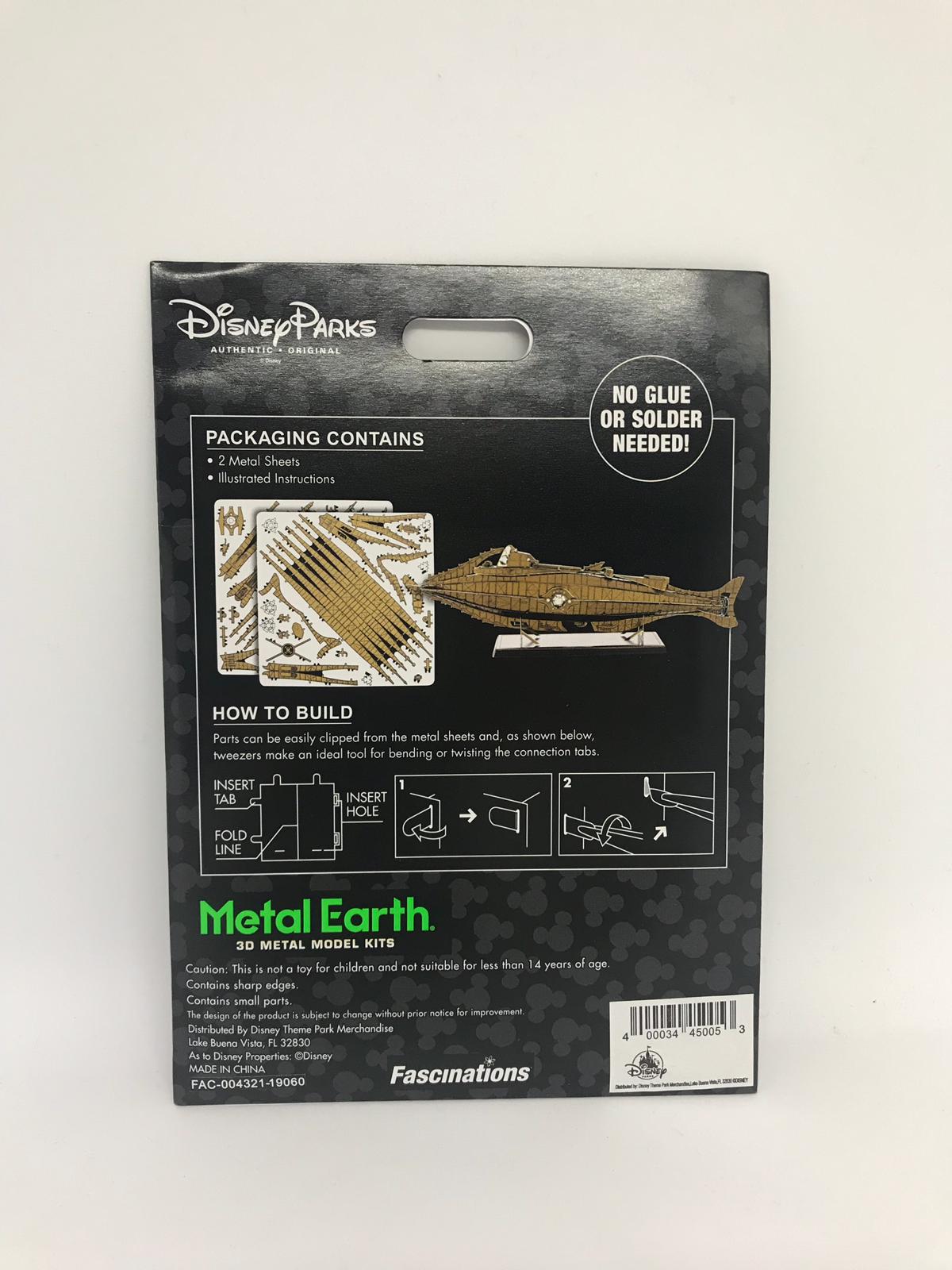 Disney Parks Nautilus Colored Metal Earth Model Kit 3D New