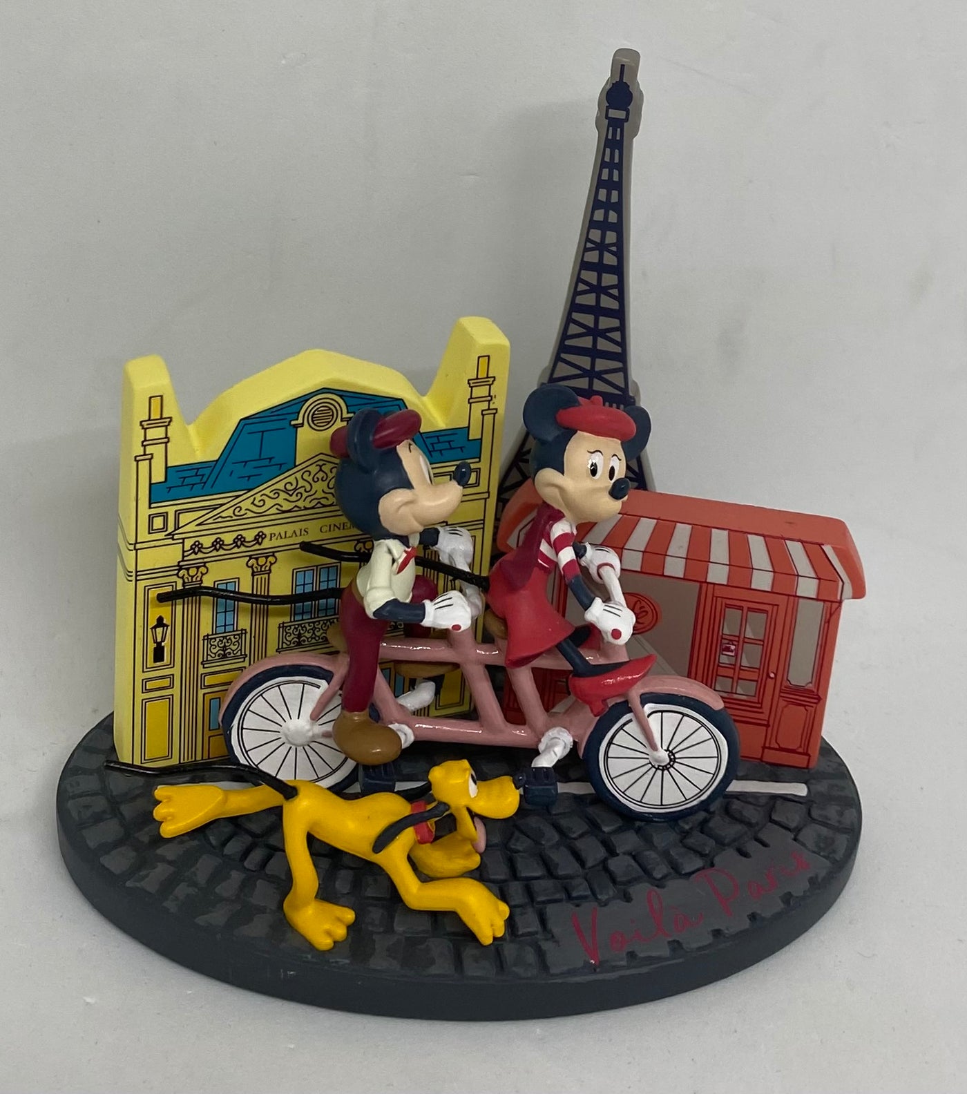 Disney Epcot France Paris Mickey and Minnie with Tandem Pluto Figurine New