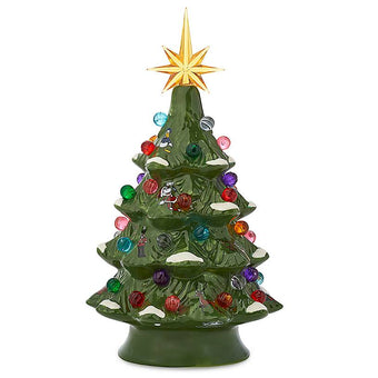 Disney Parks Holiday Yuletide Farmhouse Mickey Minnie Ceramic Tree Light Up New