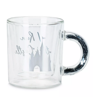 Disney Parks Princess Cinderella I Run This Castle Glass Mug with Glitter New