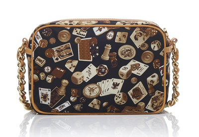 Las Vegas Life is a Game Dark Brown Bag Crossbody Made in Italy Divo Diva New
