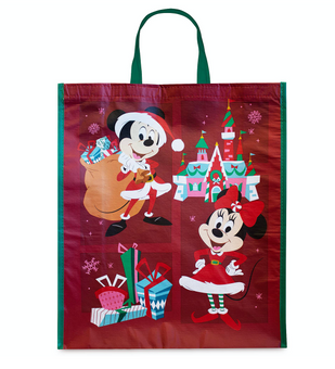 Disney Store Mickey and Minnie Christmas Holiday Reusable Tote Large New w Tag