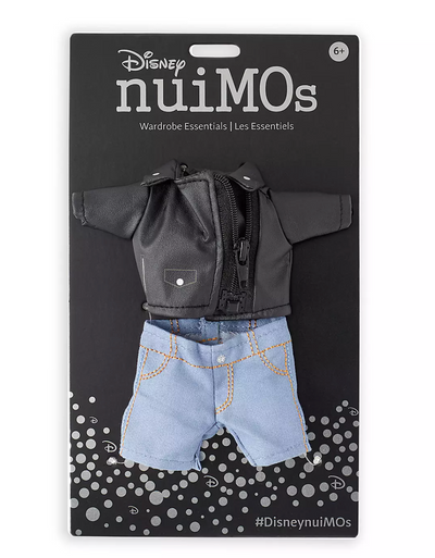 Disney NuiMOs Collection Outfit Black Faux Leather Jacket Denim Pants New Card