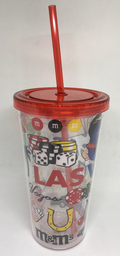 M&M's World Welcome to Fabulous Las Vegas Characters Large Tumbler w Straw New
