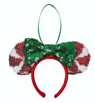 Disney 2020 Minnie Peppermint Ear Headband Sketchbook Christmas Ornament New Tag