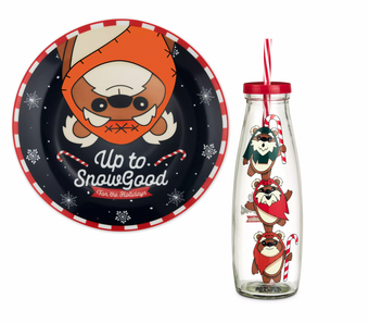 Disney Star Wars Holiday Milk and Cookie Set Milk bottle Straw Plate New w Box