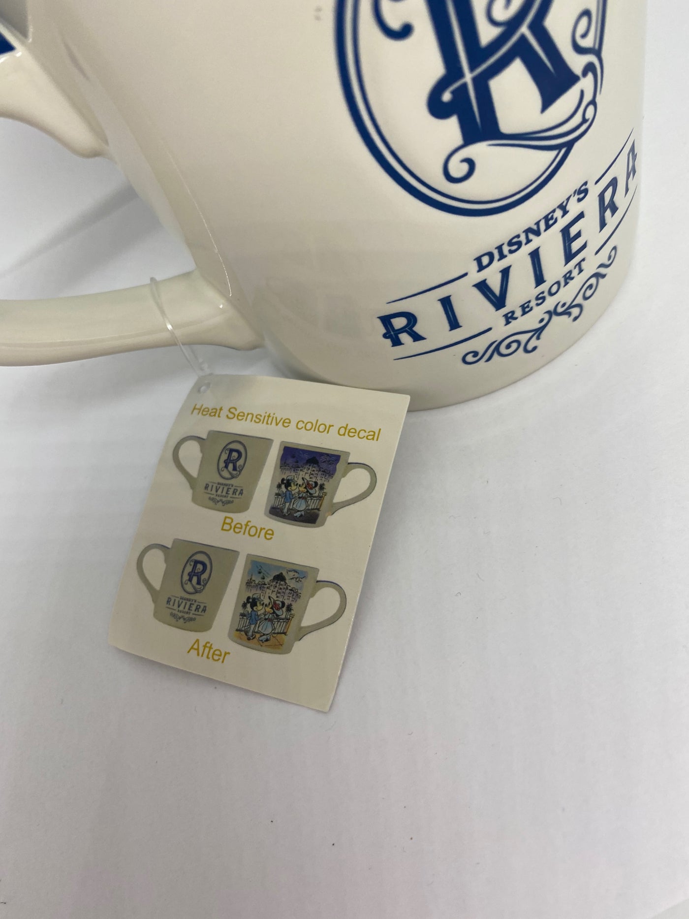 Disney Parks Riviera Resort Mickey and Minnie Heat Sensitive Color decal Mug New