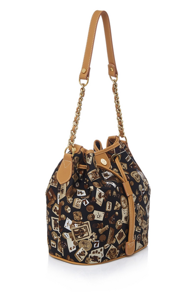 Casablanca Life is a Game Dark Brown Bucket Bag Made in Italy by Divo Diva New