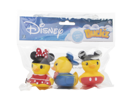 Disney Mickey Minnie Donald Duckz 3Pcs Rubber Ducky Set Bath Toys New Sealed