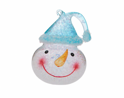 Robert Stanley Blue Snowman Glass Christmas Ornament New with Tag