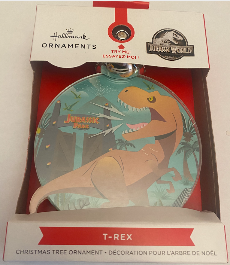 Hallmark Jurassic World T-Rex Disc Light Up Christmas Ornament New with Box