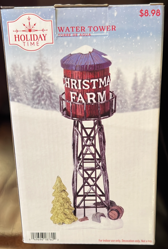 Holiday Time Water Tower Christmas Farm Figurine New With Box