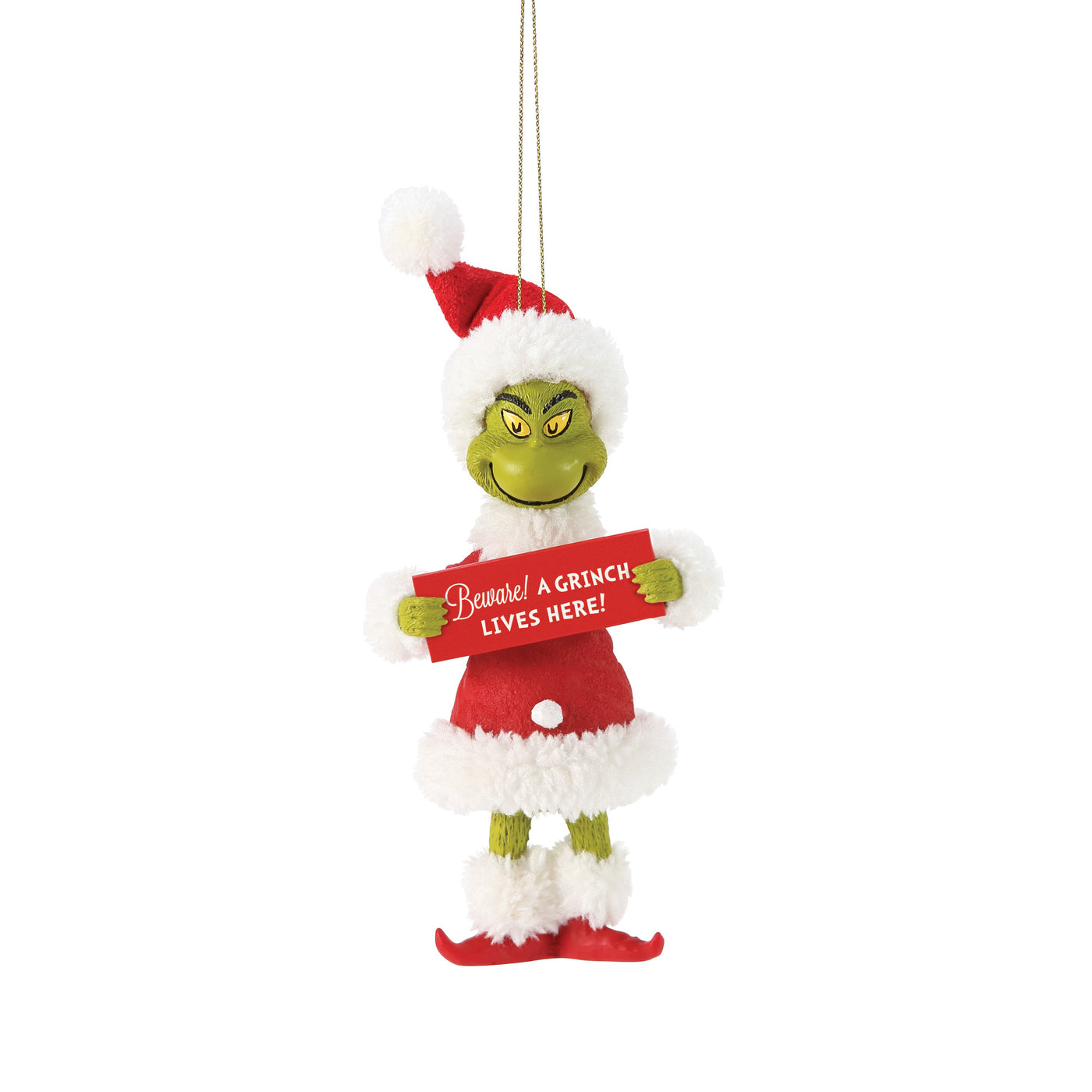 Dr. Seuss Grinch Beware! A Grinch Livers Here! Ornament New