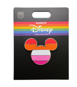 Disney Parks Rainbow Collection Mickey Icon Lesbian Flag Pin New with Card