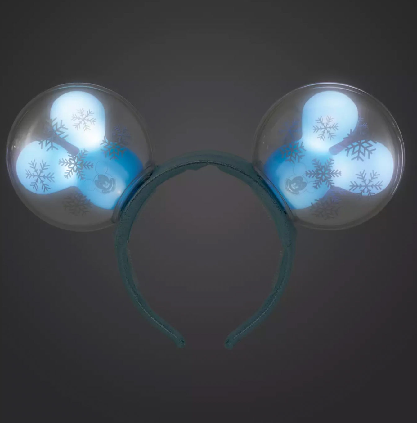 Disney Christmas Holiday Mickey Snowflake Balloon Light-Up Ears Headband New