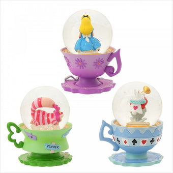 Disney Store Japan 25th Alice in Wonderland Snow Globe Set New with Box
