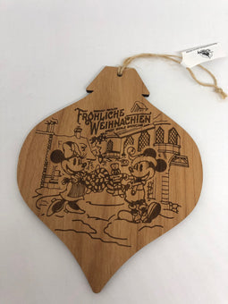 Disney Parks Epcot Germany Mickey Minnie Frohliche Weihnachien Wood Ornament New