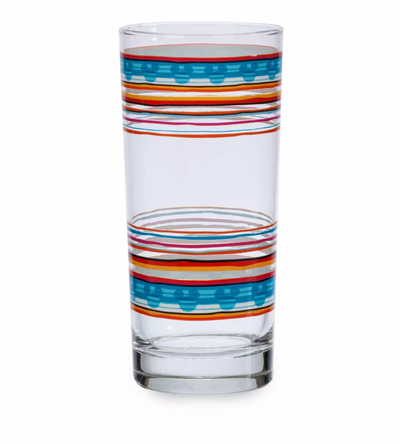 Disney Parks Mickey Icon World Showcase Mexico Striped Glass Tumbler New