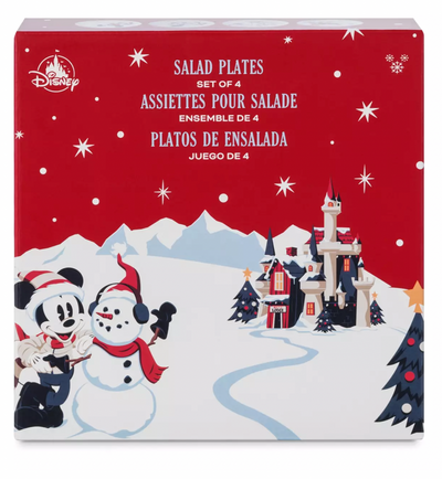 Disney Walt's Holiday Lodge Mickey and Friends Christmas Salad Plate Set New Box