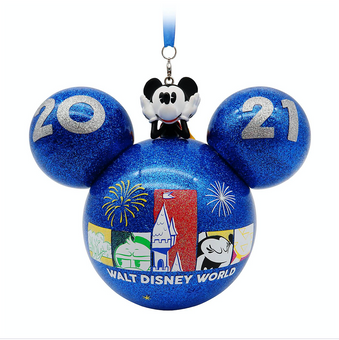 Disney Parks WDW 2021 Mickey Icon Glass Ball Christmas Ornament New with Tag