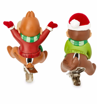 Disney Sketchbook Chip 'n Dale Clip-On Christmas Ornament Set New
