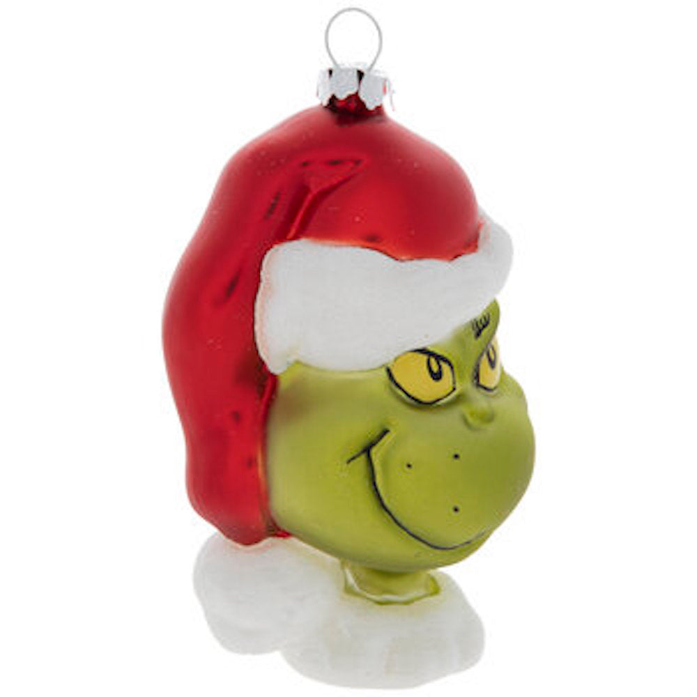 Robert Stanley The Grinch Santa Hat Glass Christmas Ornament New with Tag