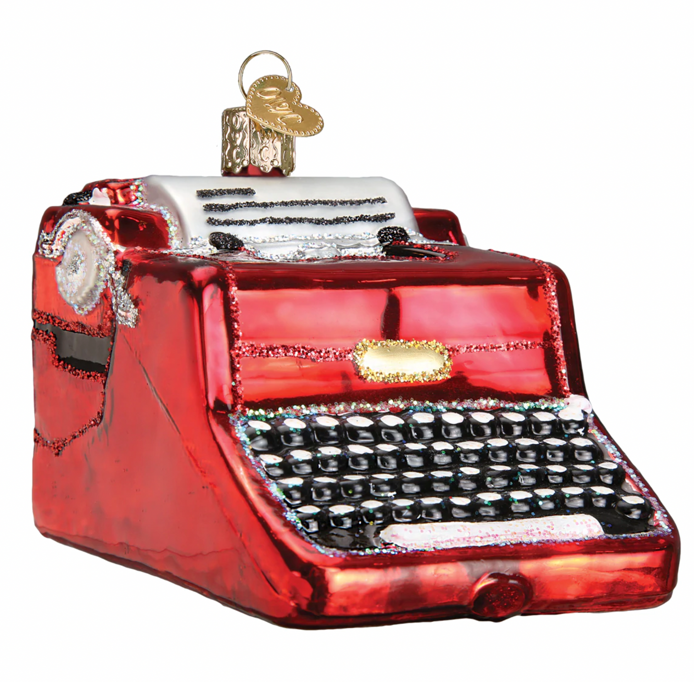 Old World Christmas Typewriter Glass Christmas Ornament New with Box