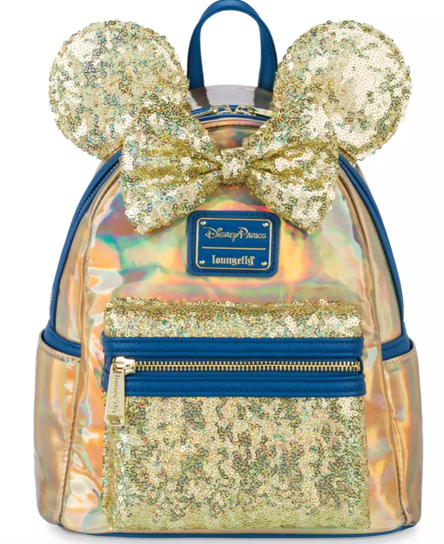 Disney Parks Minnie Mouse EARidescent Loungefly Mini Backpack Gold New With Tags