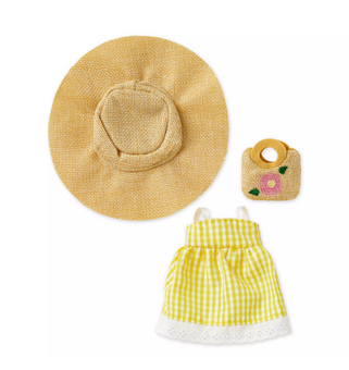 Disney NuiMOs Outfit Yellow Gingham Dress with Sunhat and Straw Bag New Card