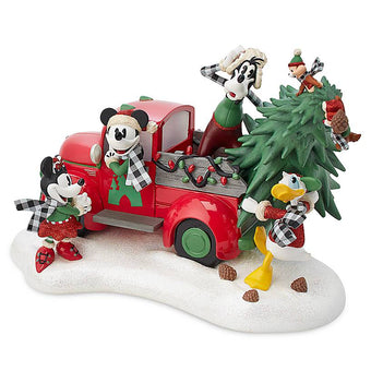 Disney Yuletide Farmhouse Mickey Friends Light-Up Red Truck Holiday Figurine New