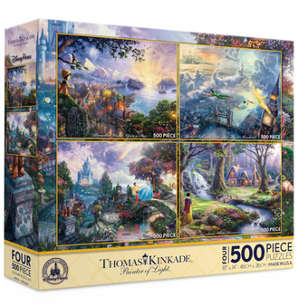 Disney Parks Pinocchio Cinderella Tinker Bell Snow White 4 in 1 Puzzle Set New