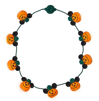 Disney Parks Halloween Mickey Pumpkin Glow Light Up Necklace New with Tags