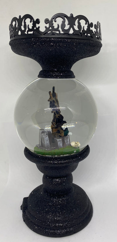 Bath and Body Works Halloween Cemetery Pedestal Water Globe Candle Holder New