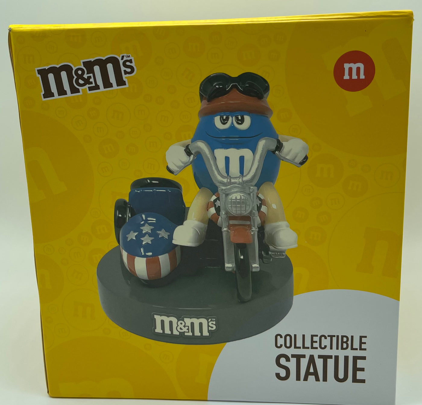 M&M's World Motoricycle With Side Car Collectible Statue Blue Figurine New