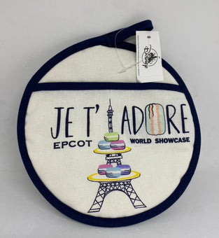 Disney Epcot France Paris Mickey Icon Je T' Adore Macarons Pot Holder New w Tag