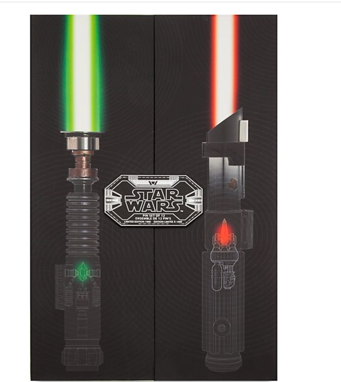 Disney Store Star Wars Lightsabers Limited Edition Pin Set New with Box