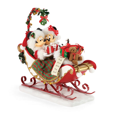 Disney Department 56 Mickey Minnie Sleigh Bells and Mistletoe Figurine New w Box