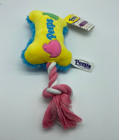 Peeps Easter Peep Chicks Pet Toy Squeaker Bone Rope Plush New with Tag