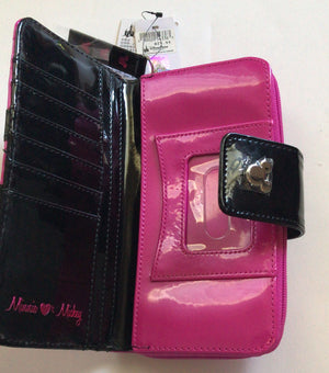 Disney Parks Shanghai Minnie & Mickey Icon Pink Metallic Wallet New with Tags