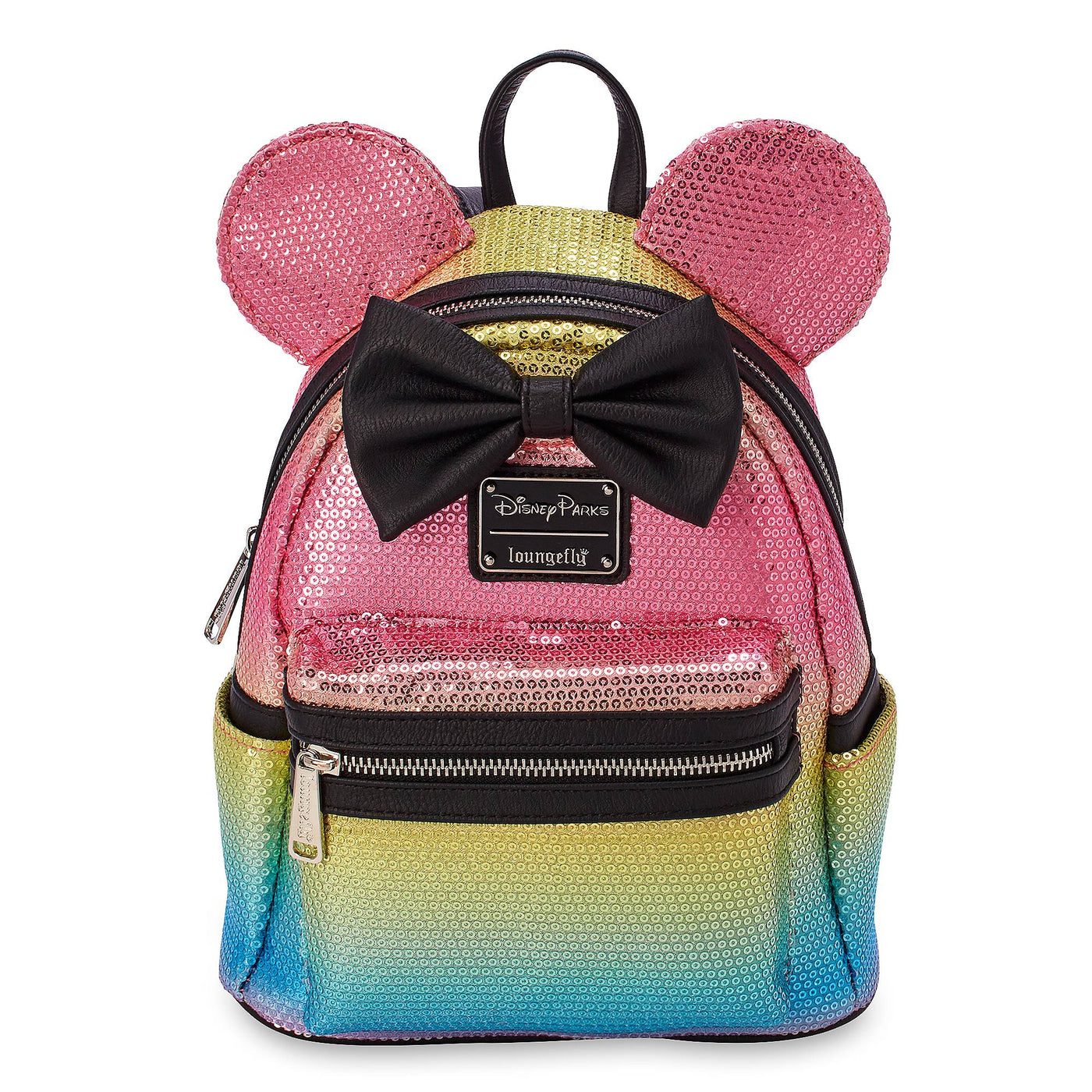 Disney Parks Minnie Mouse Sequined Mini Backpack with Bow Rainbow New with Tag