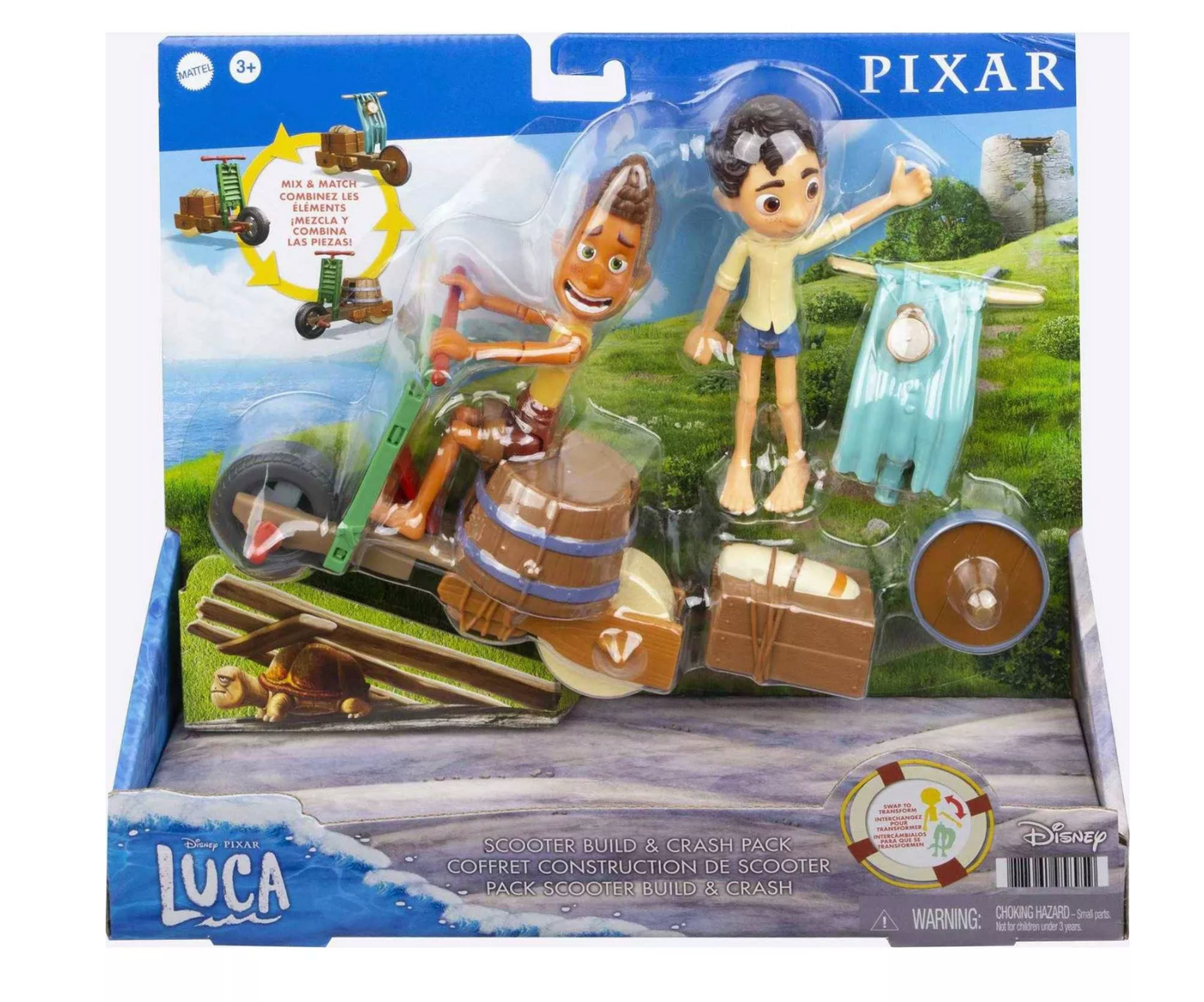 Disney Pixar Luca Alberto Scooter Build and Crash Pack Toy New with Box