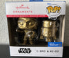 Hallmark 2022 Funko Pop Star Wars C-3PO and R2-D2 Christmas Ornament Chase Gold