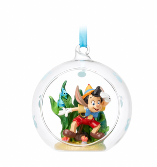 Disney Pinocchio Glass Globe Sketchbook Christmas Ornament New with Tag