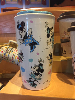Disney Parks Minnie Mouse Ceramic Tumbler with Lid New